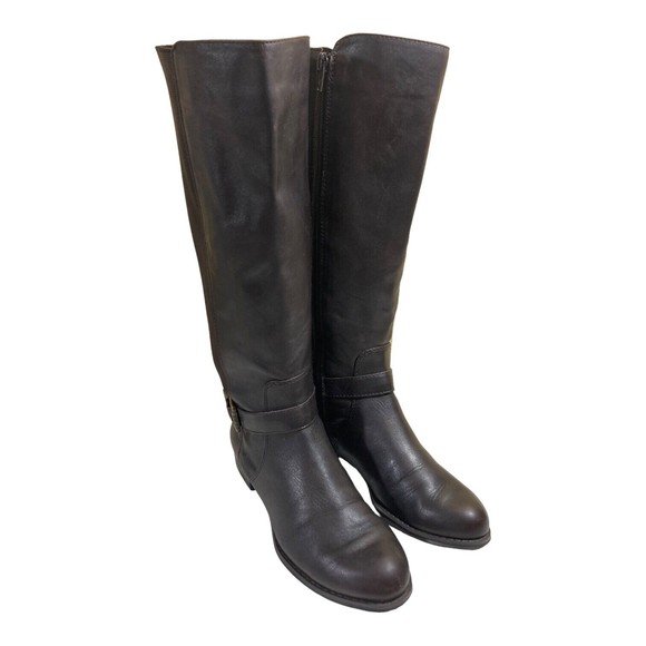 Isaac Mizrahi Live Womens 6.5M Trot Brown Leather Stretch Calf Knee High Boots - Picture 2 of 12